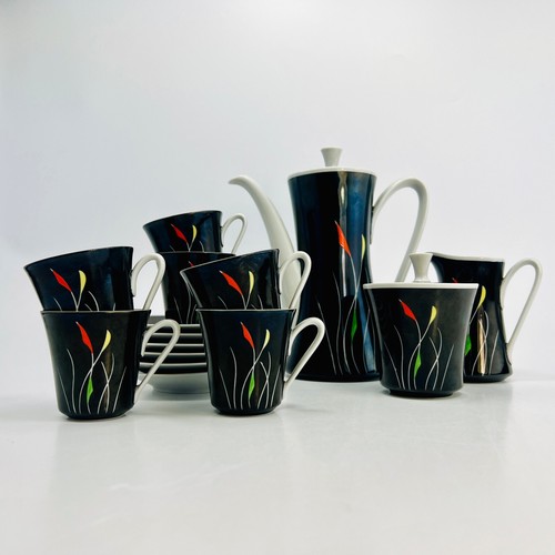 Kahla Porzellan Kaffee Service Handmalerei Kaffeekanne Tassen Untere 50er Jahre - Bild 4 von 16