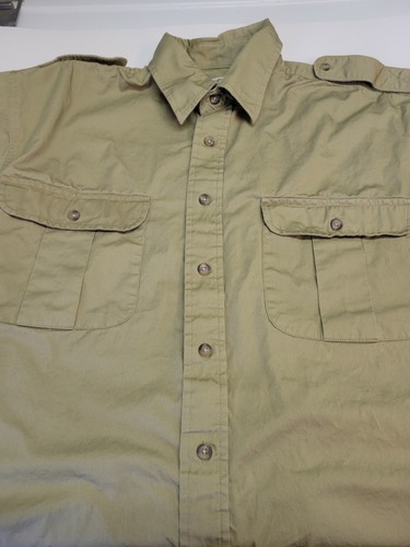 St John's Bay XL Beige/Tan Long Sleeve Shirt Double Pockets Size Medium - Picture 2 of 5