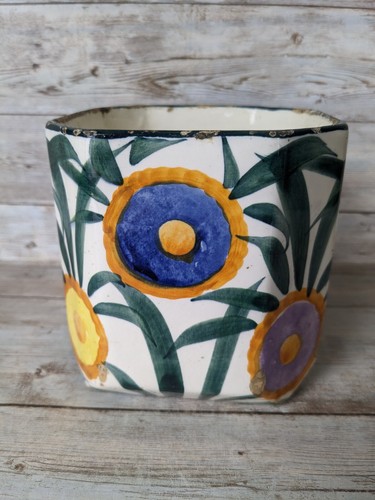 Vintage Majolica Art Deco Vase SMF Schramberg Germany Pottery Shabby - Picture 3 of 10