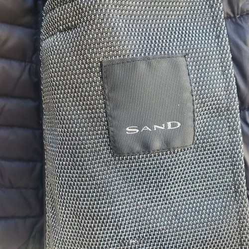SAND Women Packable Down Mock Neck Puffer Coat Metallic Trim Black Silver L - Picture 6 of 8