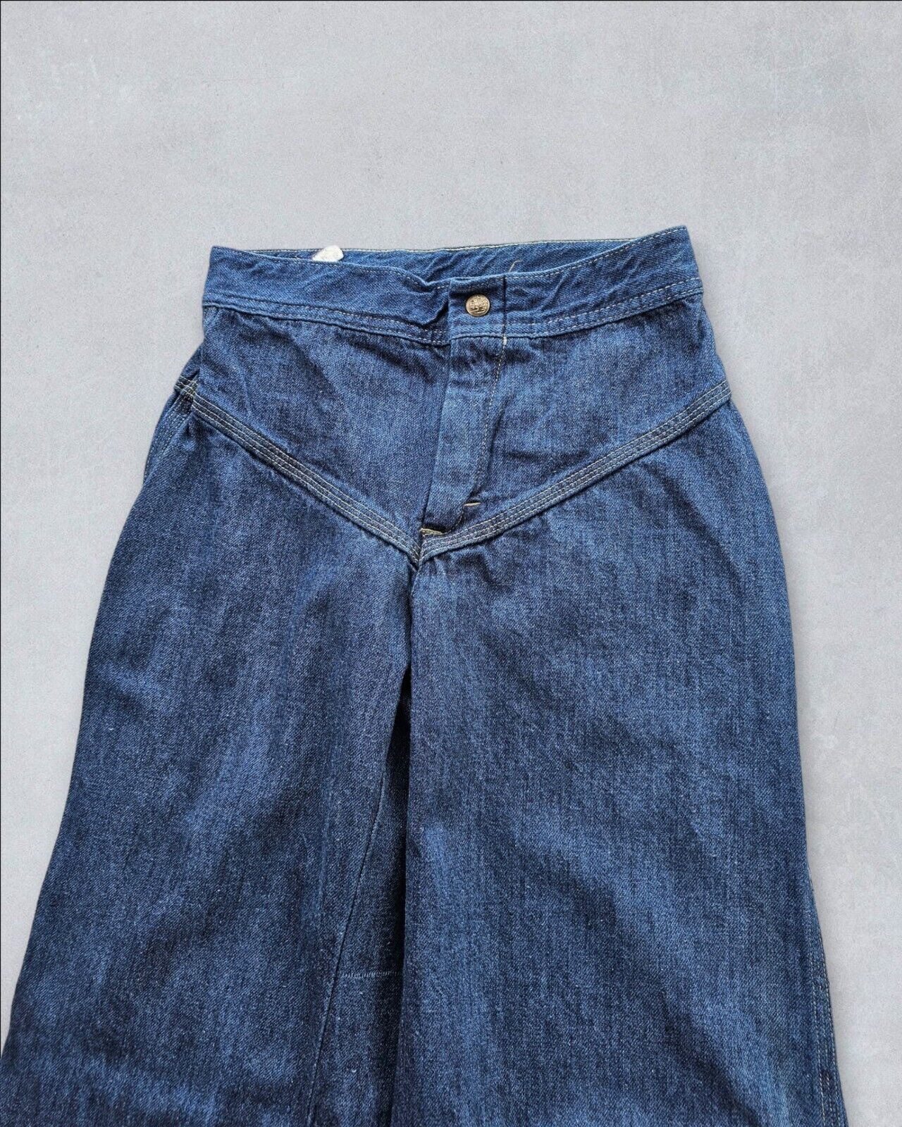 Vintage 1970s Landlubber Extra Wide Flare Leg Denim Blue Jeans Made In Canada 25