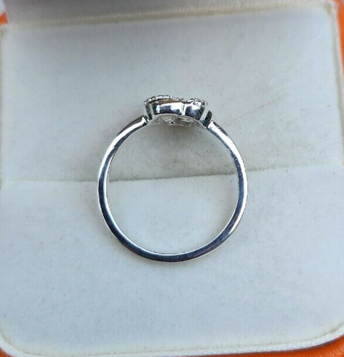 Yellow Diamond Accent Flower Swirl Ring in Rhodium Over 925 Sterling Silver Sz 8 - Picture 3 of 5