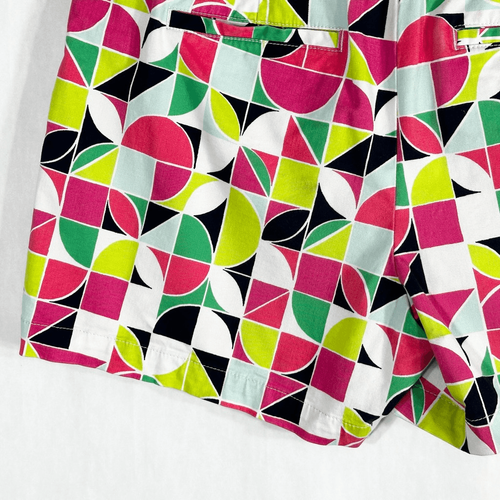 Crown Ivy Size 12 Shorts Green Pink Geometric Print Cotton Stretch Womens 764 - Picture 7 of 12