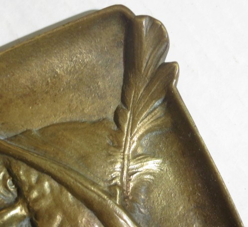 Vintage Bronze Plaque Tray Holder Sculpting Beard Man - Picture 9 of 12