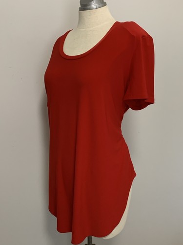 Joseph Ribkoff Size 18 Vibrant Red Top Stretch Shirttail Hem  - Imagen 4 de 8