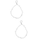 2 sztuki perłowy koralik telefon charm wiszący pasek na nadgarstek lina do aparatu