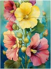 Tile Mural Hollyhock Flowers Kitchen Bathroom Wall Art Backsplash Marble Ceramic