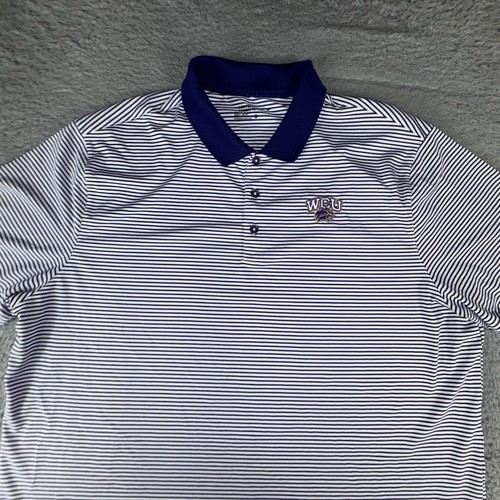 Nike Golf Western Carolina Catamounts Polo Shirt Mens XL Purple Striped NCAA - Picture 2 of 11