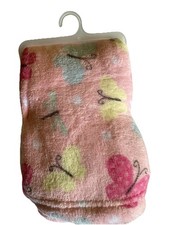 fleece baby blanket Girl  s Butterfly Print Pink Back Ground Soft New W/out Tags