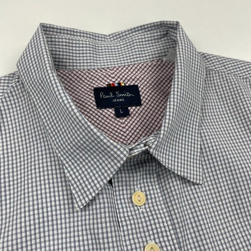 Paul Smith Hemd Herren Large weiß klassische Passform kariert kariert 100 % Baumwolle PS Tasche - Bild 5 von 14