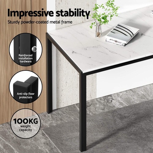 1 Artiss Dining Table and 4 Chairs Set Marble Effect - Picture 5 of 7