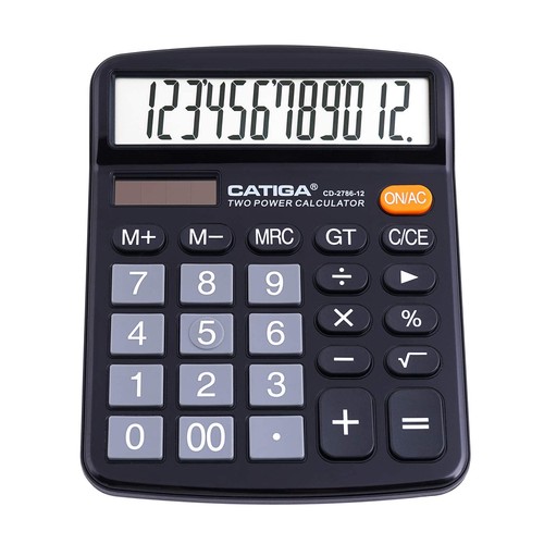 12 Digits Desktop Calculator with Large LCD Display and Sensitive Button Dual... - Picture 1 of 6