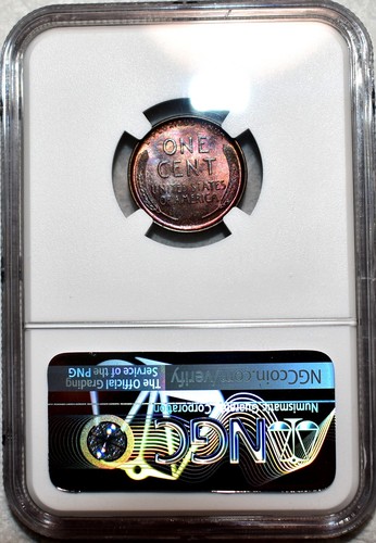 NGC MS-65 RB 1909-P VDB Lincoln Cent, Vibrantly Toned, Red-Brown Gem. - Picture 2 of 2