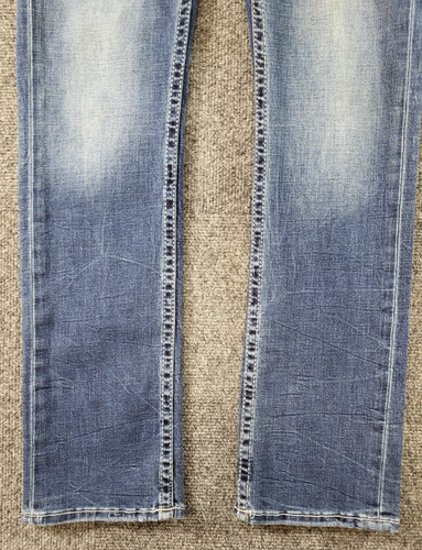 BKE Alec Slim Straight Denim Jeans Mens 30x32 Blue Med Wash Whiskering Stretch - Picture 3 of 16