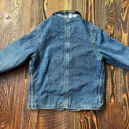 Vintage 90s Lee Denim Chore Jacket Kids Youth Small Flannel Lined Jean Coat - Picture 9 of 10