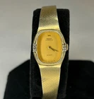 Vintage Seiko Lassale 1400-6609 R Womens Gold Mesh Watch Diamond Accent WORKING