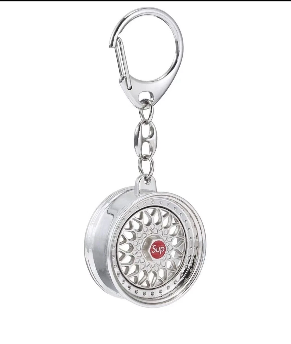 FW25 SUPREME x BBS RS RIM KEYCHAIN NEW IN BOX CHROME MESH WHEEL 
