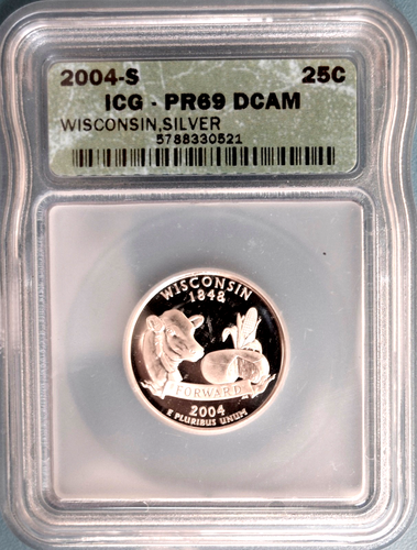 2004-S Silver Proof Wisconsin Quarter ICG PR-69 DCAM Collectable gift - Picture 1 of 2