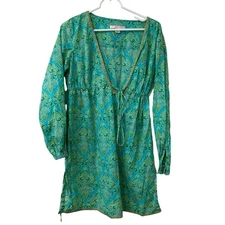 Victoria's Secret Womens Sz M/L Blue & Green Paisley Mini Dress Coverup Tropical