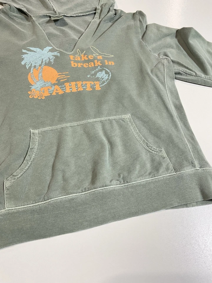 Sudadera con capucha vintage Old Navy para mujer L cuadrada delgada ligera Surf Crush Tahití Y2K Foto 3 de 4