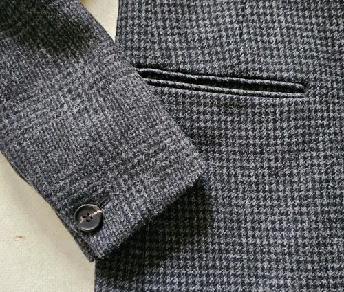 ALL SAINTS District coat Overcoat British Mallalieus Tweed Mens 38 Grey Check - Picture 10 of 18