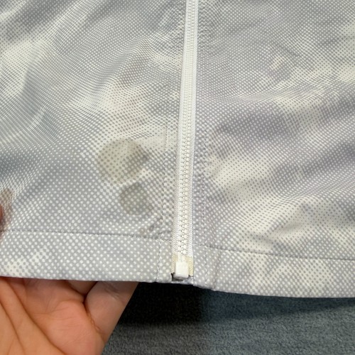 Athleta Windbreaker Damen 2X grau Kapuze leichte Zip Jacke Batik Regen - Bild 3 von 11