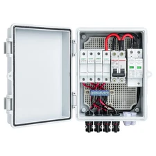 Solar Combiner Box, Briidea PV Combiner Box 4 String with 10A Circuit Breakers &