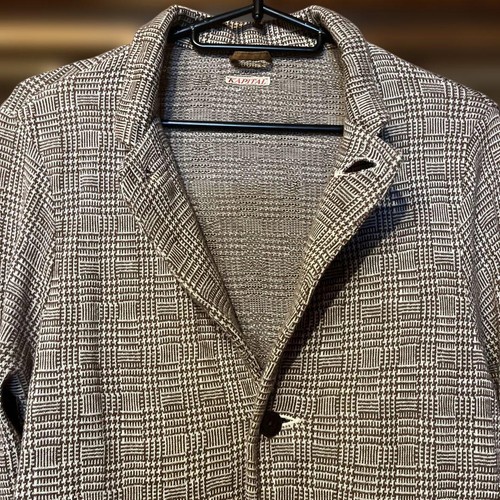 KAPITAL Brown Check Linen Blend Jacket with Leather Elbow Patches Size 1 S - Picture 2 of 7