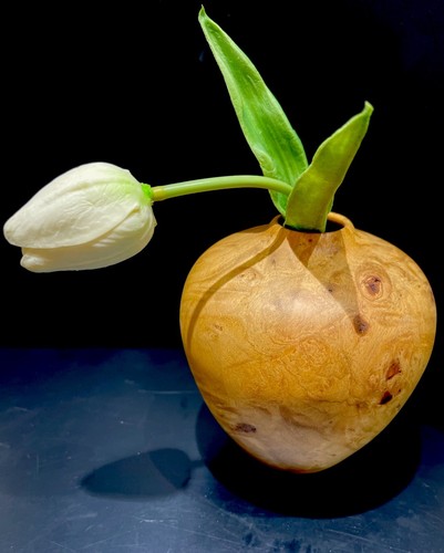 Signed Hand Turned Carob Wood Vase by Charles Woodward Hutson Aka Chas. Hutson - Picture 5 of 10