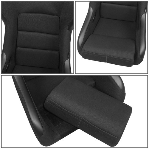 NRG BUCKET RACING SEAT FIBER GLASS/STEEL+ADJUSTER MOUNTING BRACKET+CUSHION BLACK - Bild 5 von 8