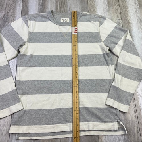 Buck Mason Shirt Mens M Gray White Field Spec Cotton Rugby Crew Long Sleeve * - Picture 6 of 12