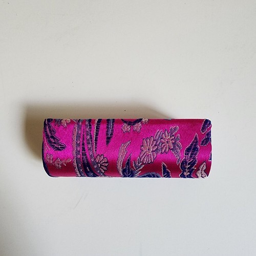 Vintage Lippenstift Etui mit Spiegel Hartschalenetui Bunt Rosa Retro Reise - Bild 5 von 6