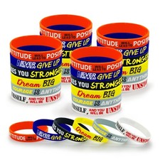 30 Pieces Inspirational Rubber Bracelet Motivational Quotes Silicone Bracelet...