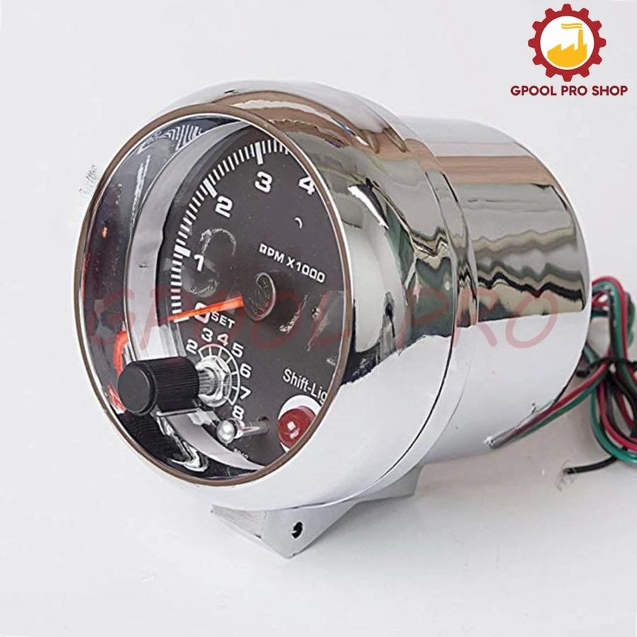 Регулируемый 7 светодиодных цветов 12 В хром 3,75 дюйма автомобильный тахометр измеритель 0 ~ 8000 об/мин - Изображение 3 из 4