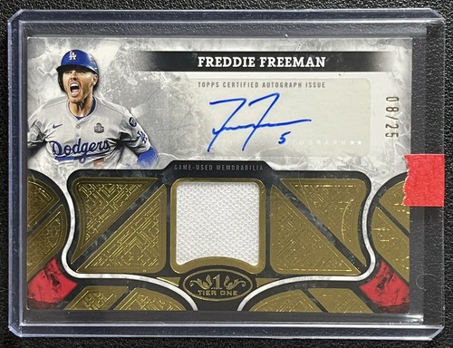 FREDDIE FREEMAN 2025 TOPPS TIER ONE #AT1R-FF GAME-USED JERSEY AUTO 08/25