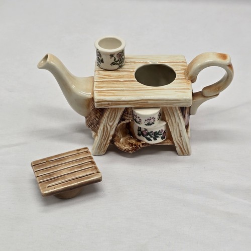 Portmeirion Botanic Garden Gardeners Bench Teapot AS IS Missing Pieces England - Picture 15 of 20