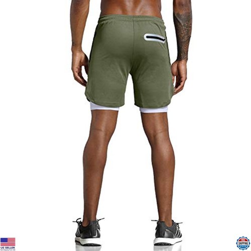 Pantalones Cortos para Correr de Entrenamiento 2 en 1 Ligeros de 7" Leidowei para Hombre con Bolsillos con Cremallera - Imagen 3 de 6