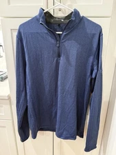 Greyson Tate Herringbone Navy Men’s Medium 1/4 Zip Pullover Golf EUC Mint
