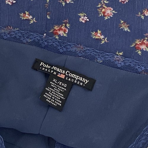 Ralph Lauren Polo Jeans Co Top XL Blue Silk Floral Boho Button Front Cami NWT - Picture 2 of 13