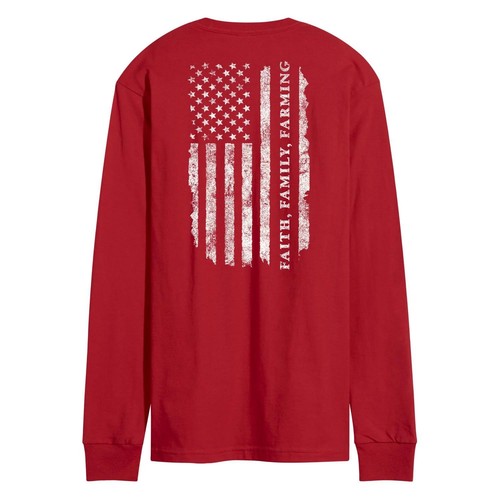 Adult IH Faith Family Farming Flag Red Long Sleeve T-Shirt D20585-REDLS - Picture 3 of 3