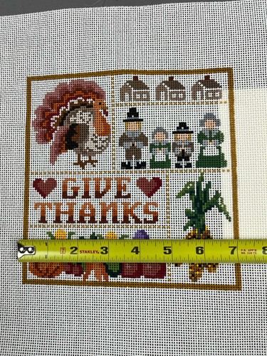 Susan Treglown Handpainted HP Needlepoint Canvas - Thanksgiving Turkey Pilgrim - Picture 4 of 9