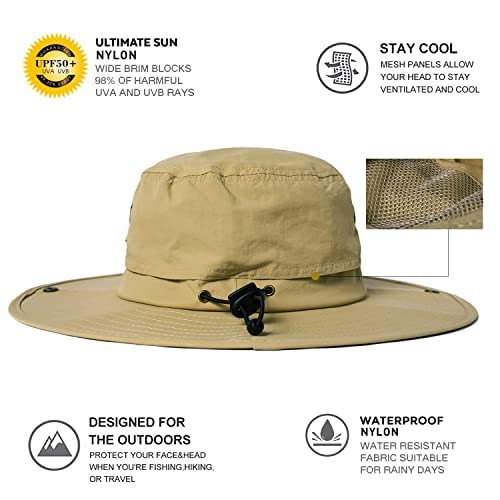 UPF 50 Sun Hats Wide Brim Summer Safari Hat Fishing Hiking Boonie Hats for Me... - Picture 6 of 6