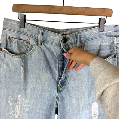 Old Navy 34 Distressed Light Wash Paint Splatter 100% Cotton Denim Shorts Jorts - Picture 4 of 9