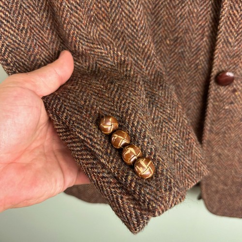 Vintage Stanley Blacker Harris Tweed Blazer Men LG Brown See Measurements - Picture 5 of 15