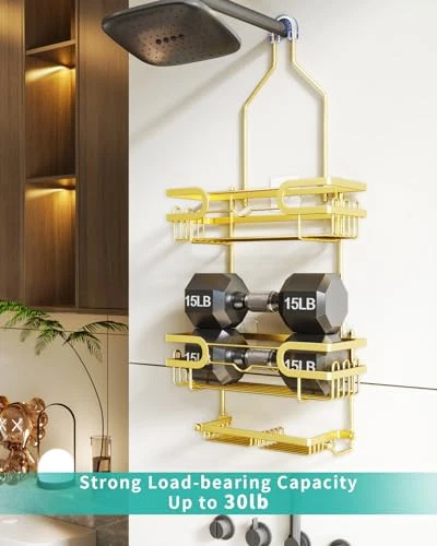 Shower Caddy over Shower Head with 2 Soap Holders, Rustproof & Waterproof