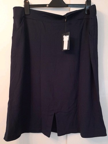 New I.scenery Ladies Navy Midi Elasticated Waist Skirt Size XL (UK 24-26)