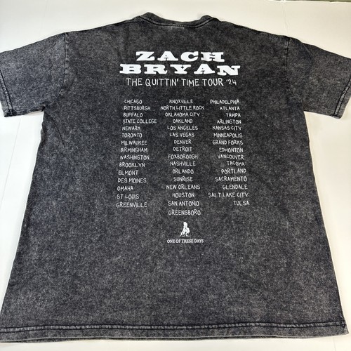 Zach Bryan 2024 The Quittin Time Tour Mens XL T-Shirt Faded Black - Picture 5 of 7