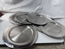 Crate & Barrel 13" Stainless Steel Charger / Service Plates - Set Of 7