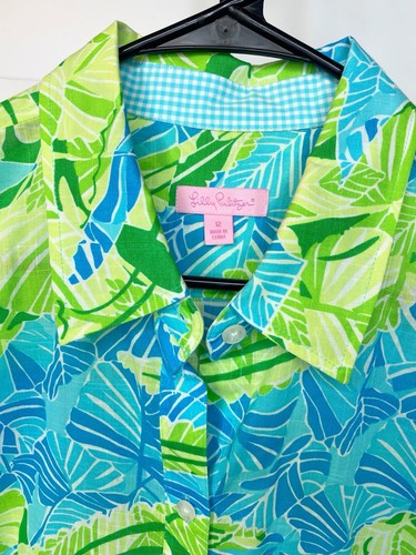 Lilly Pulitzer Jonni türkis Alligatorgasse Druck Baumwolle Knopfleiste Top 8 - Bild 3 von 13
