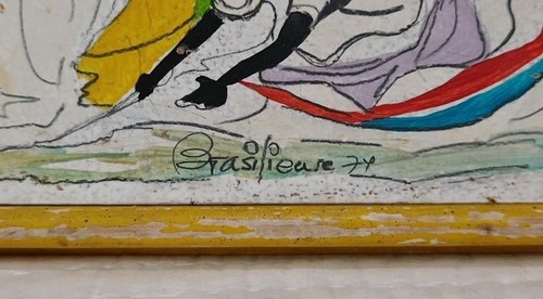 Jose Brasiliense Vintage 1974 Brazilian Modernist Female's Figure Painting - Bild 2 von 6